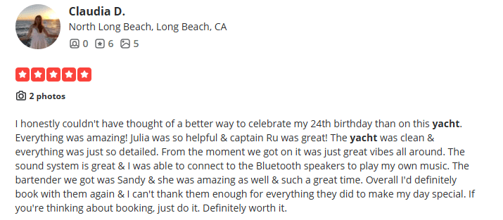 24th birthday than on this yacht